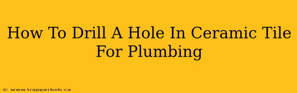 How To Drill A Hole In Ceramic Tile For Plumbing